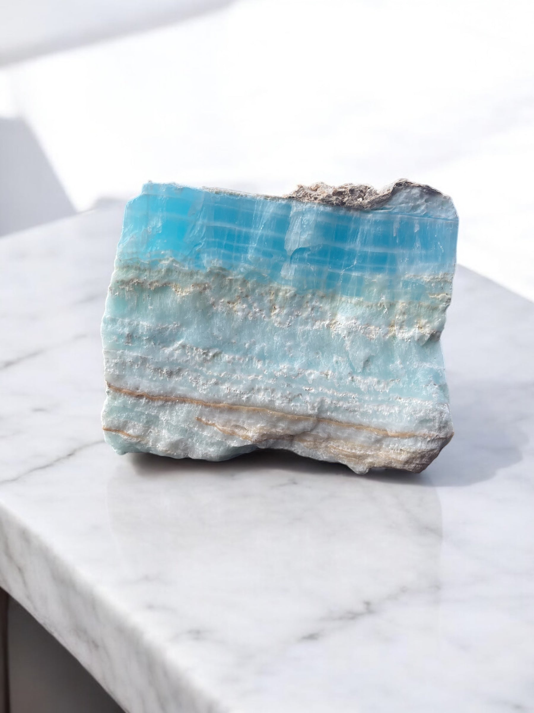 Ruwe Caribbean Blue Calciet (Hoog kwaliteit)